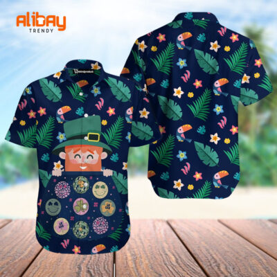 Funny Parrot and Flower St. Patrick's day Hawaiian Shirt