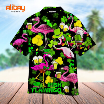 Irish Flamingo Stork And Beer St Patricks Day Hawaiian Shirt