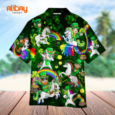 Leprechaun Ride An Unicorn St Patricks Day Hawaiian Shirt