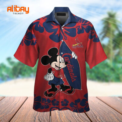 Mickey Mouse Button Up Tropical St Louis Cardinals Hawaiian Shirt