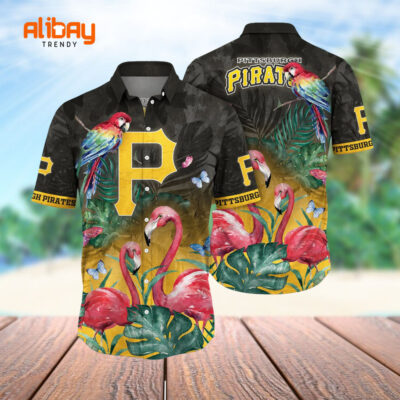Tropical Cranes And Parrots Pittsburgh Pirates Hawaiian Shirt