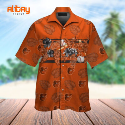 Button Up Baltimore Orioles Tropical Hawaiian Shirt