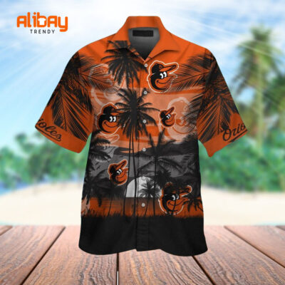 Button Up Baltimore Orioles Tropical Hawaiian Shirt For Men