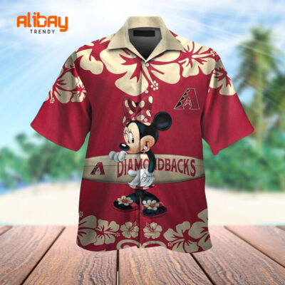Disney Mickey Minnie Arizona Diamondbacks Tropical Hawaiian Shirt