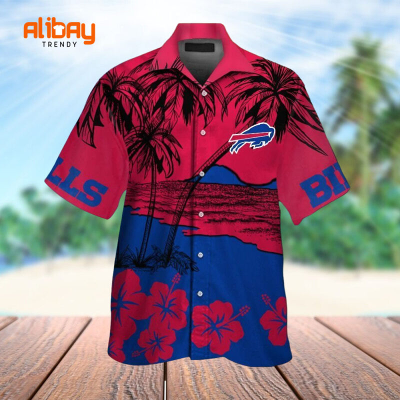 Logo Hawaiian Buffalo Bills Button Up Tropical Shirt