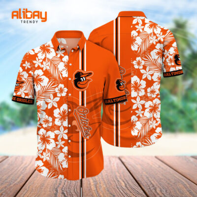 MLB Baltimore Orioles Hawaiian Shirt Straw Hatstime Beach Shirt