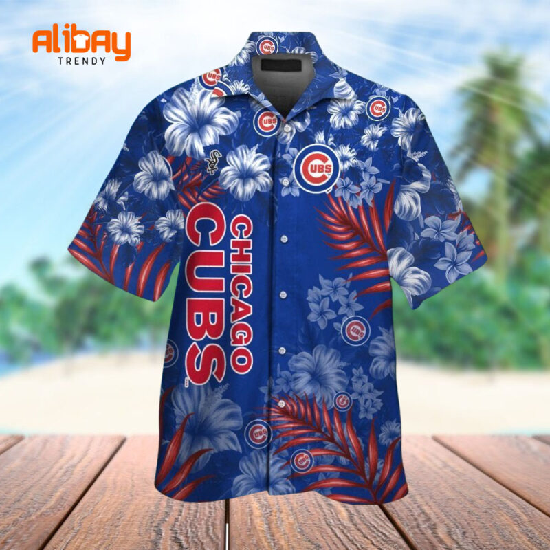 NFL Baseball Chicago Cubs Cubby Coral Aloha Shirt
