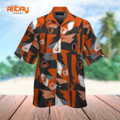 Vintage Baltimore Orioles Tropical Hawaiian Shirt Button
