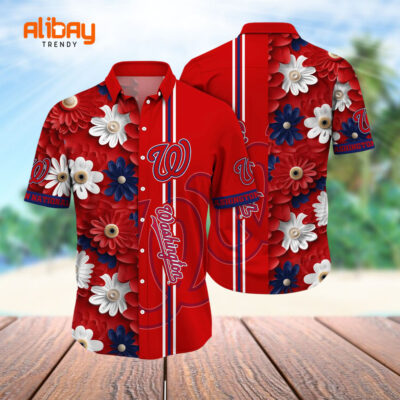 Washington Nationals Floral Fusion Hawaiian Shirt