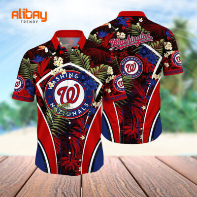 Washington Nationals Hibiscus Haven Hawaiian Shirt