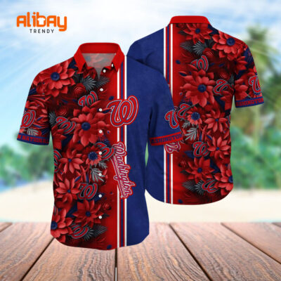 Washington Nationals Luau Leaves Hawaiian Shirt
