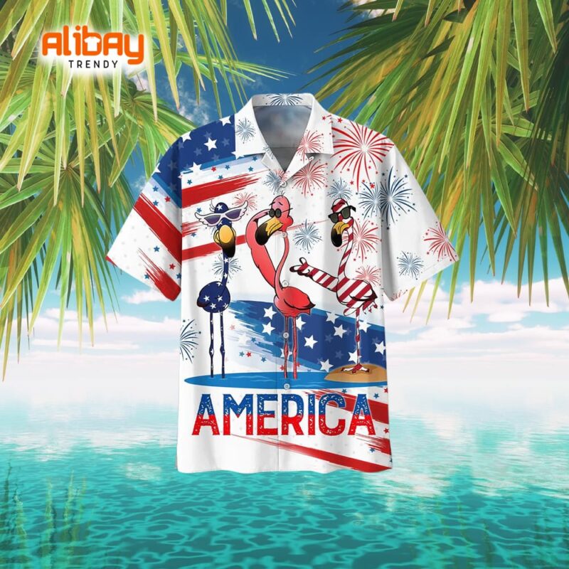 All-American Flamingo Aloha Shirt 3D Printed Spectacle