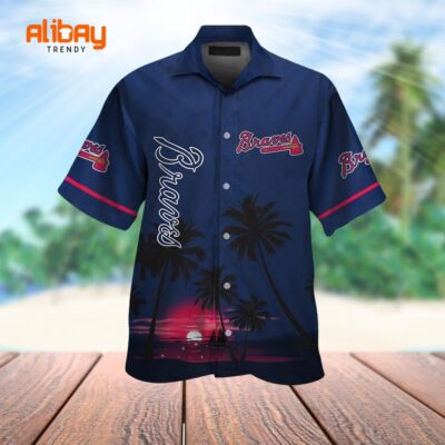 Atlanta Braves Sunset Palms Hawaiian Shirt