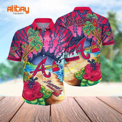 Atlanta Braves Sweet Peach Luau Hawaiian Shirt