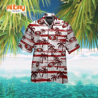 Beach Paradise Short Sleeve Button-Up Hawaiian Shirt - San Francisco 49ers