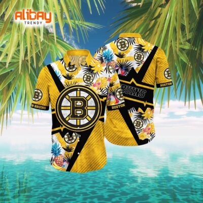 Boston Bruins Hawaiian Shirt NHL Fan Apparel with Ice-Cold Drinks Theme