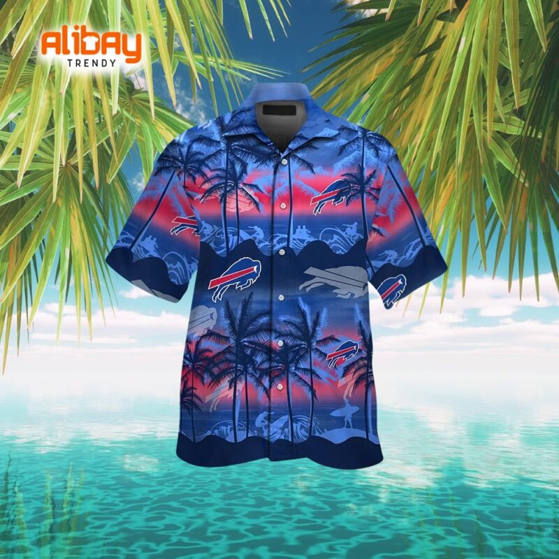 Buffalo Bills Chic Hawaiian Tropical Short Sleeve Button-Up Shirt