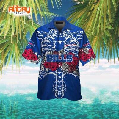 Buffalo Bills Tropical Short Sleeve Button-Up Hawaiian Shirt
