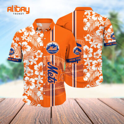 Cheering on the Mets in Aloha Style Hawaiian Shirt