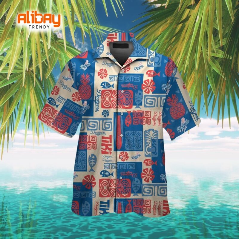 Dodgers Tropical Breeze Short Sleeve Button-Up Hawaiian Shirt