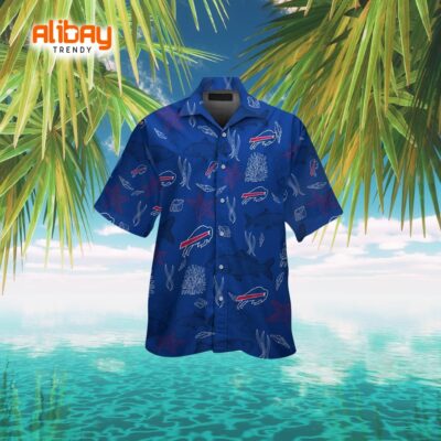 Exclusive Buffalo Bills Tropical Short Sleeve Button-Up Hawaiian Shirt