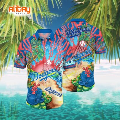 Los Angeles Dodgers Beer Garden Getaway Aloha Shirt