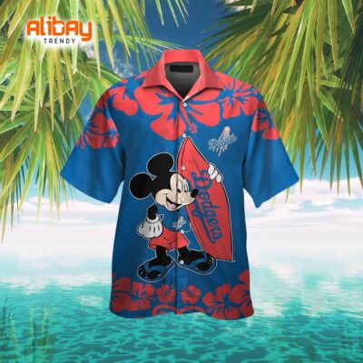 Los Angeles Dodgers Mickey Mouse Tropic Thunder Hawaiian Shirt