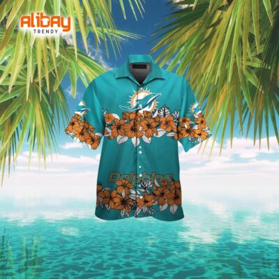 Miami Dolphins Beachside Bliss Short Sleeve Hawaiian Shirt