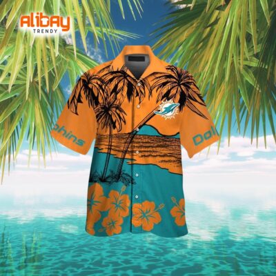 Miami Dolphins Coastal Charm Short Sleeve Aloha Shirt