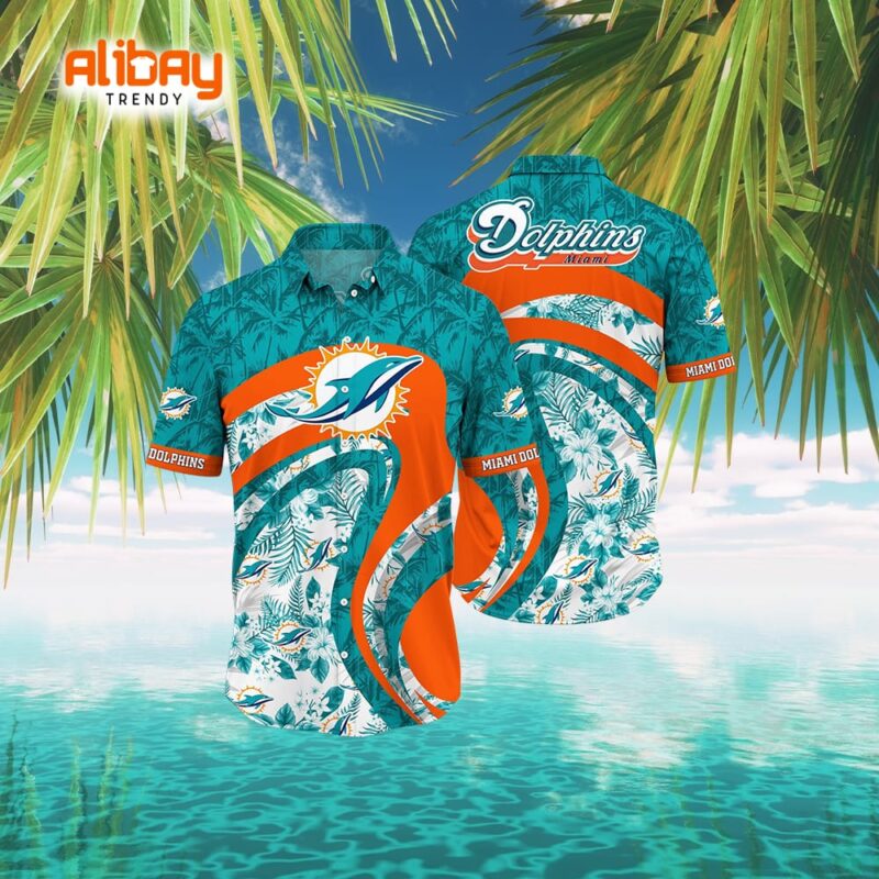 Miami Dolphins NFL Style Tropical Wave Hawaiian Shirt