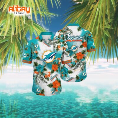 Miami Dolphins NFL Summer Tan Linestime Hawaiian Shirt