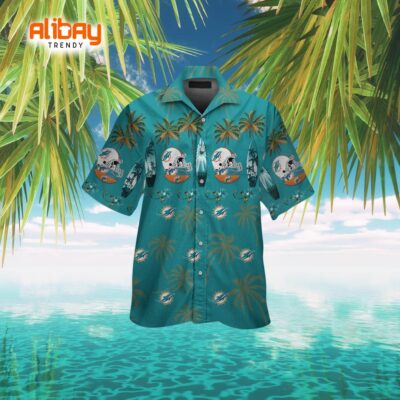 Miami Dolphins Sunset Serenade Button-Up Tropical Shirt