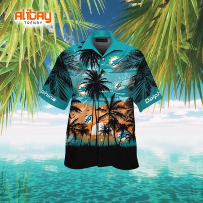 Miami Dolphins Tropicana Style Short Sleeve Button-Up Hawaiian Shirt