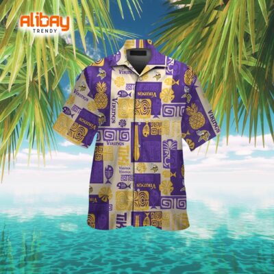 Minnesota Vikings Coastal Charm Short Sleeve Hawaiian Shirt