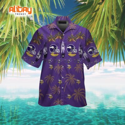 Minnesota Vikings Coastal Escape Button-Up Aloha Shirt