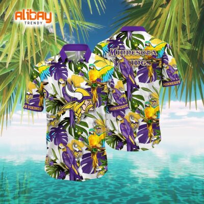 Minnesota Vikings Short Logo Floral Paradise Hawaiian Shirt