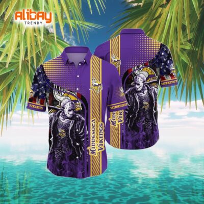 Minnesota Vikings Slasher Style Hawaiian Shirt Jason Voorhees