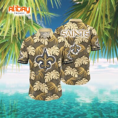 New Orleans Saints Logo Adorned with Exclusive Tropical Patterns Hawaiian Shirt
