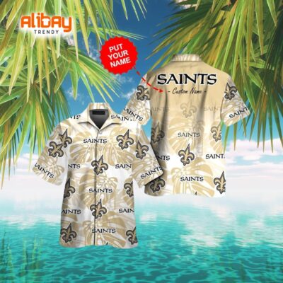 New Orleans Saints Logo With Exquisite Tropical Patterns Embellished Aloha Shirt