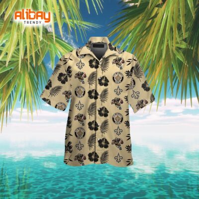 New Orleans Saints Short Sleeve Tropical Aloha Button-Up Shirt