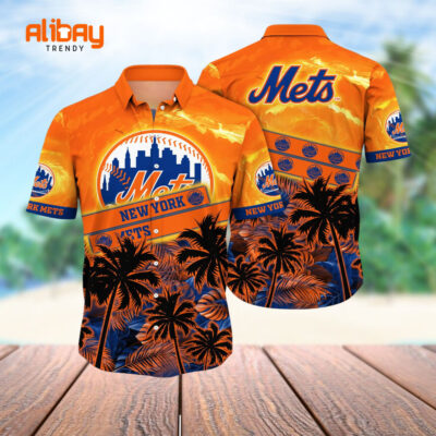 New York Mets Palm Tree Hawaiian Shirt