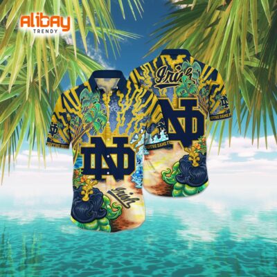 Notre Dame Fighting Irish Hawaiian Shirt Outdoor Movie Night Aloha Shirt