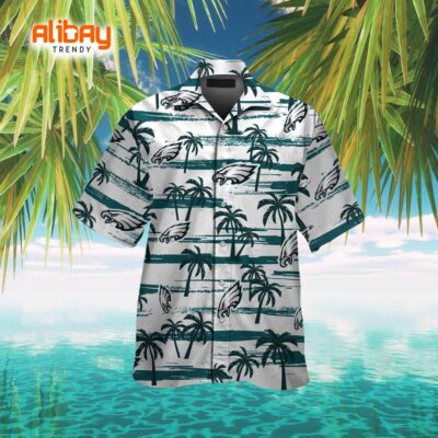 Philadelphia Eagles Short Sleeve Button-Up Tropical Hawaiian Shirt