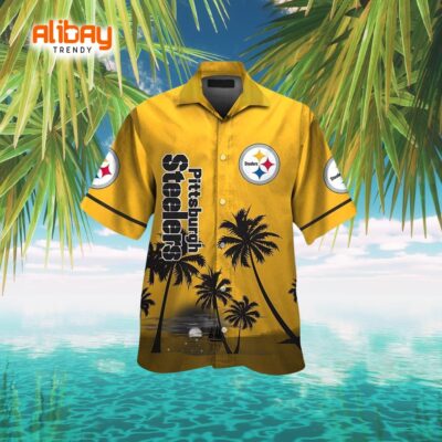 Pittsburgh Steelers Logo Beautiful Peace on the Beach Hawaiian Shirt