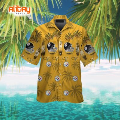 Pittsburgh Steelers Short Sleeve Button-Up Tropical Hawaiian Shirt