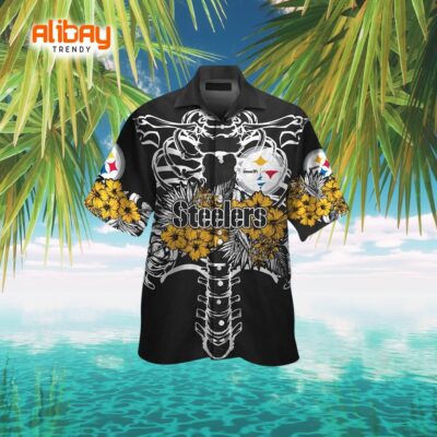 Pittsburgh Steelers Short Sleeve Button-Up Tropical Hawaiian Shirt