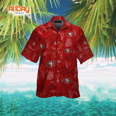 San Francisco 49ers Hawaiian Shirt Short Sleeve Tropical Button-Up