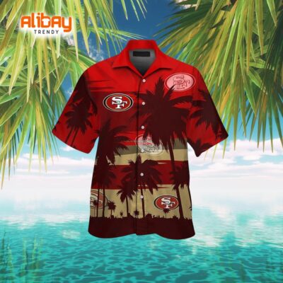 San Francisco 49ers Tropical Sunset Short Sleeve Button-Up Hawaiian Shirt