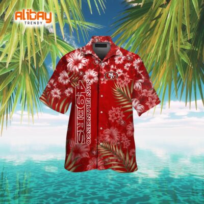 Short Sleeve Button-Up Tropical Hawaiian Shirt - San Francisco 49ers
