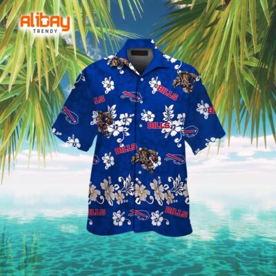Sleek Tropical Buffalo Bills Short Sleeve Button-Up Hawaiian Shirt
